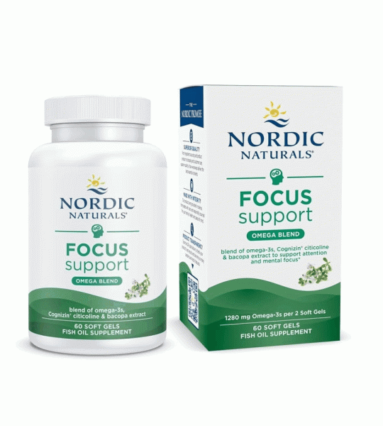 Nordic Naturals Focus Support | Omega-3 + Cognizin Citicoline & Bacopa | Brain & Cognitive Health | 60 Softgels