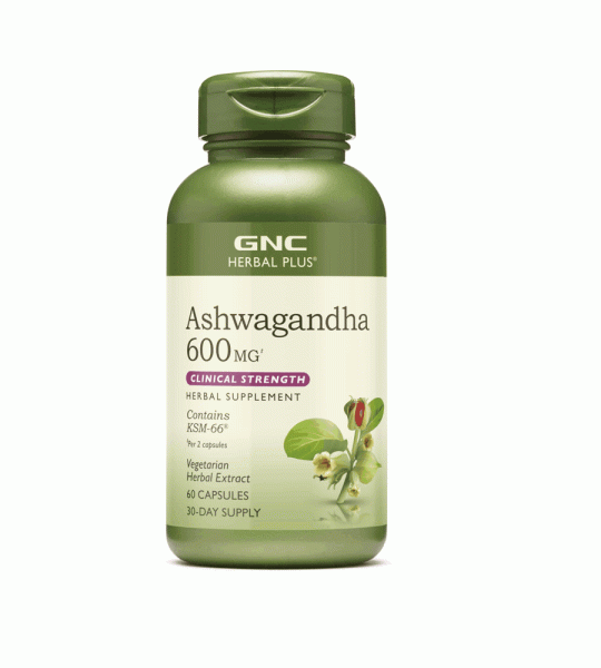 Gnc Herbal Plus Ashwagandha 600 Mg Clinical Strength with Ksm-66 Stress & Vitality Support 60 Capsules