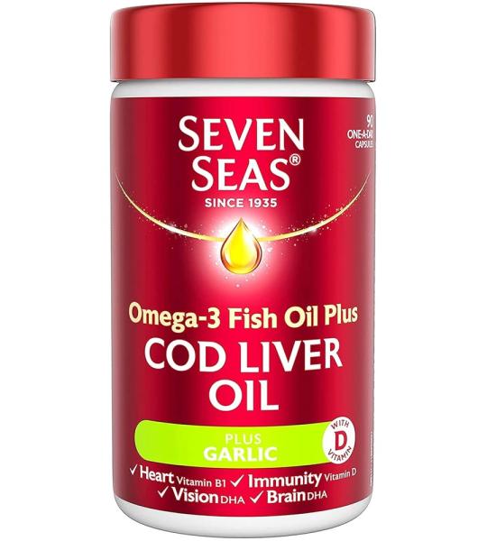 Seven Seas Cod Liver Oil Plus Garlic – Omega-3 Power Blend