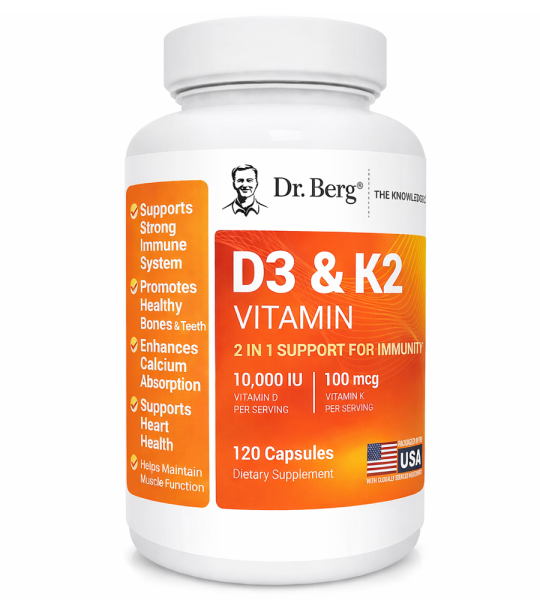 Dr Berg D3 & K2 Vitamin Muscle & Immunity Support 120 Capsules