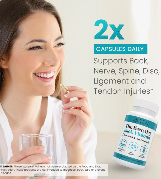 Zen Nutrients The Everyday Back Vitamin for Lower Back Relief & Nerve Function Support 60 Capsules