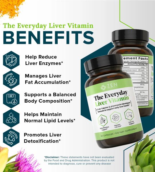Zen Nutrients The Everyday Liver Vitamin - Liver Cleanse Detox 60 Capsules
